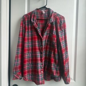 Victoria’s Secret Red Pink Holiday Plaid Shirt